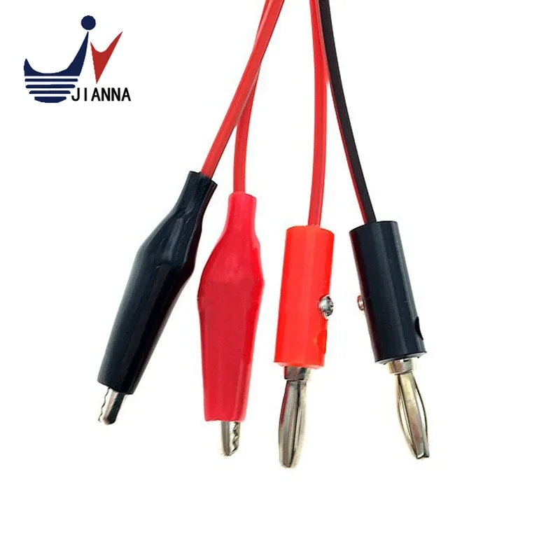 1M Alligator Cilp to AV Banana Plug Test Cable Lead Connector Dual Tester Probe 35mm Crocodile Clip for Multimeter Measure Tool