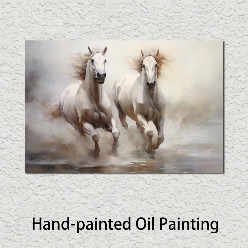 

Horses Oil Painting Handmade Canvas Art Modern Animal Artwork Impressionist Paintings Living Room Studio Contemporary Decor