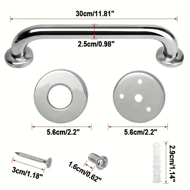 1pcs Stainless Steel Bathroom Grab Bar – 30/40/50cm Shower Safety Support Handle & Towel Rack 4