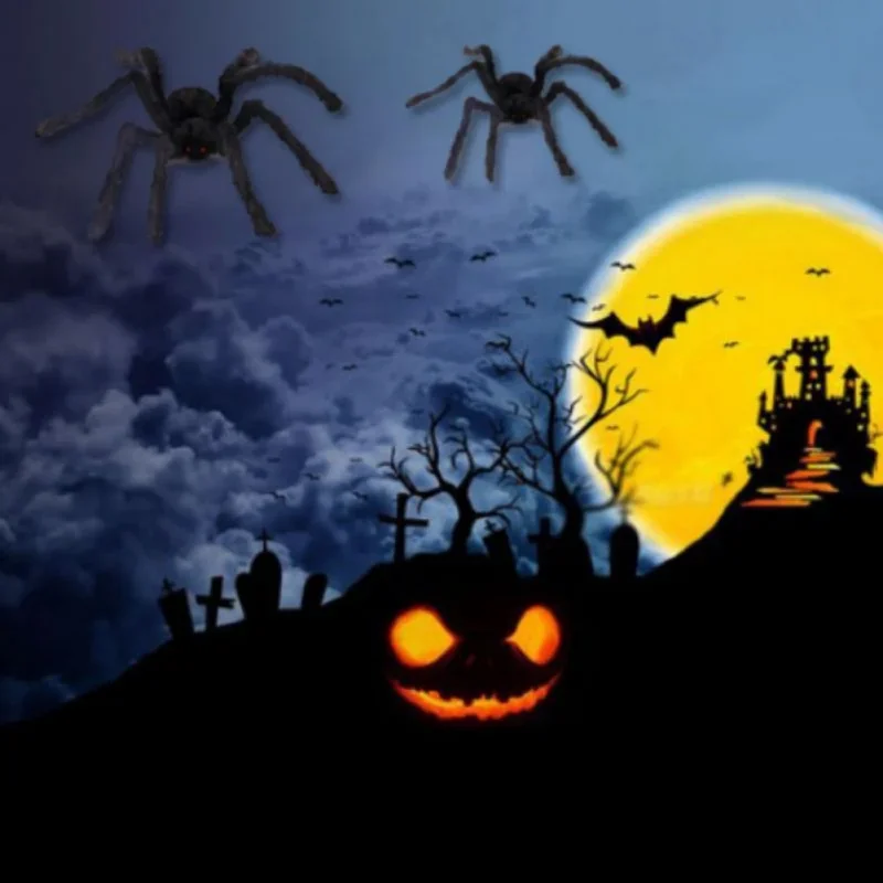 30/70/200 ซม.สยองขวัญขนาดใหญ่ฮาโลวีนสีดําPlushแมงมุมเด็กของเล่นเด็กที่สมจริงHairy Spiderสําหรับผีสิงปาร์ตี้ฮาโลวีน