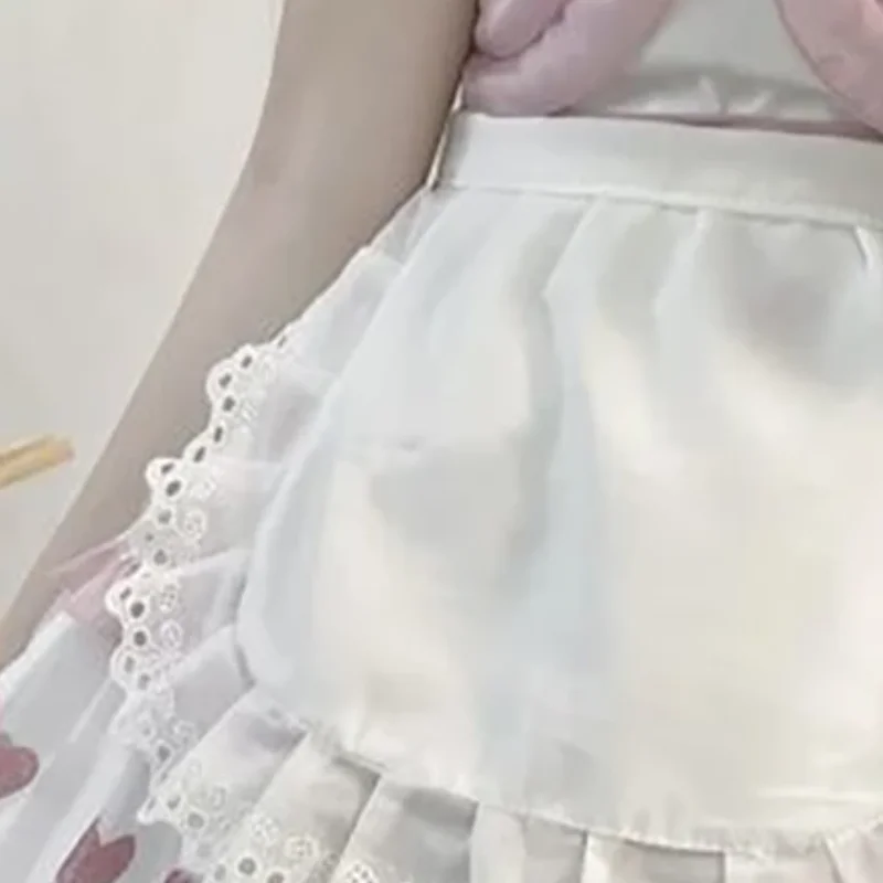 

Woman Half Waist Cooking Kitchen Apron Short Lolita Maid Sexy Lace Black White Bib Beauty Flower Coffee Shop Pinafore Home Work