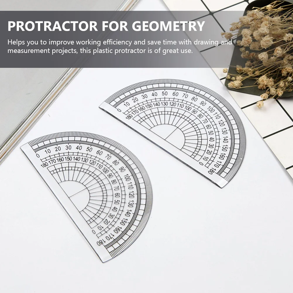 10 Pcs Translucent Protractor Student 180 Degrees Math Plastic for Geometry Angle Measuring Tools