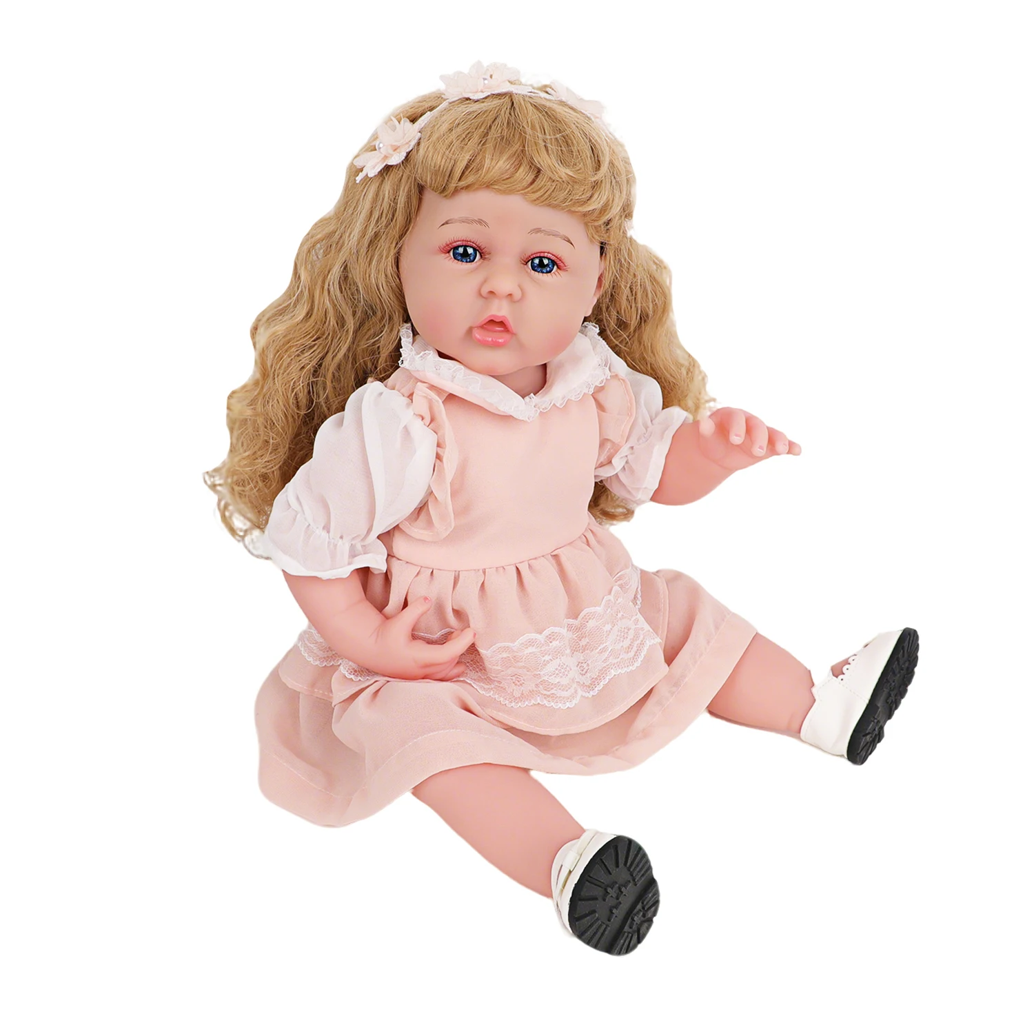 New Pink Multi-layer Doll Dress Set Cute Outfit with Hair Accessories for 55cm Reborn Girl Doll & 22-inch Baby Doll Clothes
