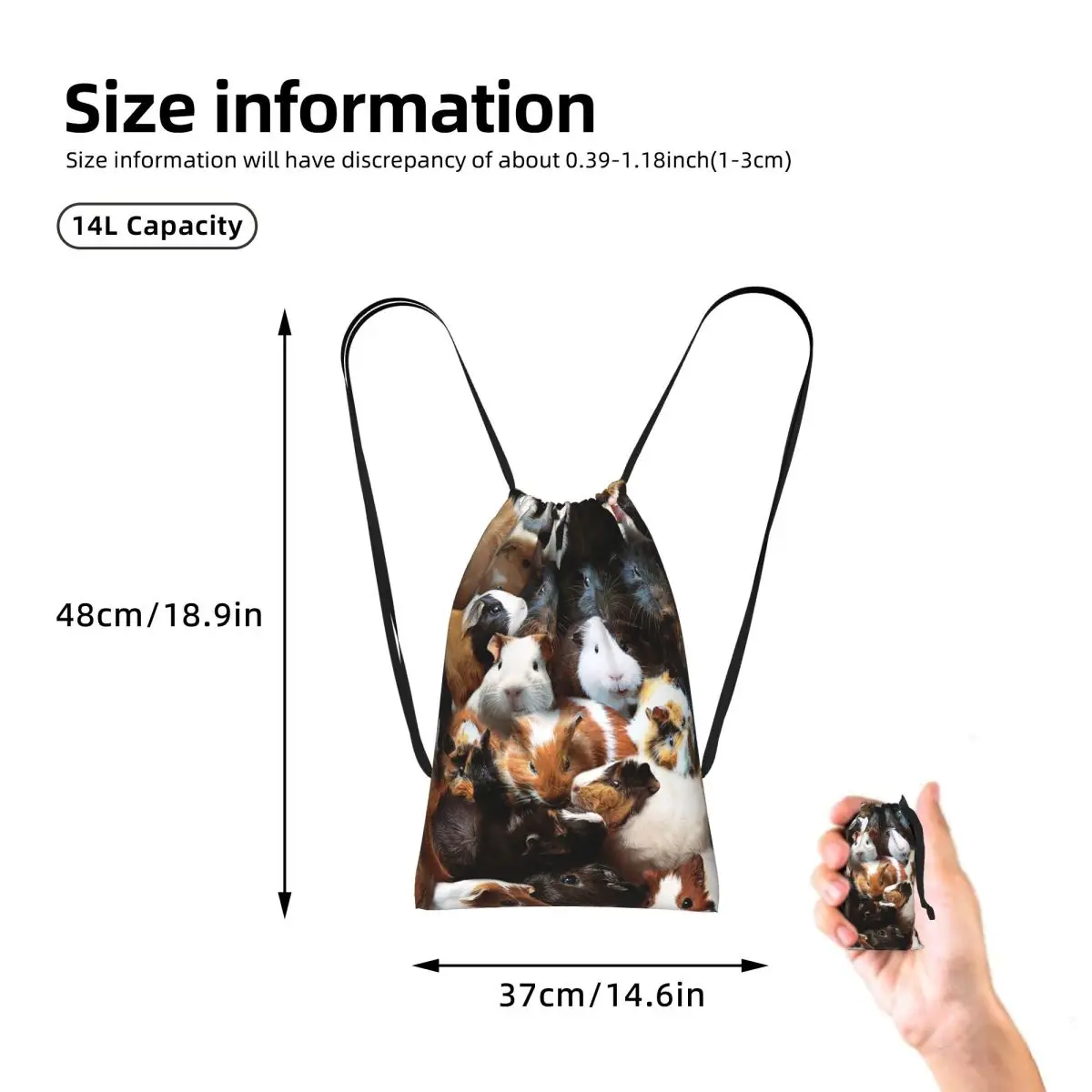 Guinea Pigs Drawstring Backpack Sports Gym Bag Lightweight Foldable Storage Drawstring Bag for Men Women