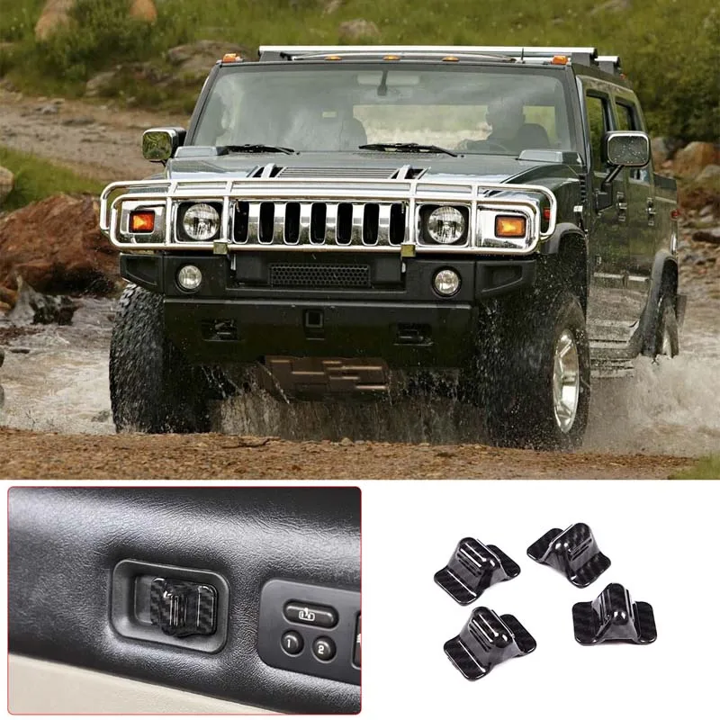 

For Hummer H2 2003-2009 ABS Carbon Car Central Door Lock Switch Cover Car Children Safety Switch Lock Button Trim Cover