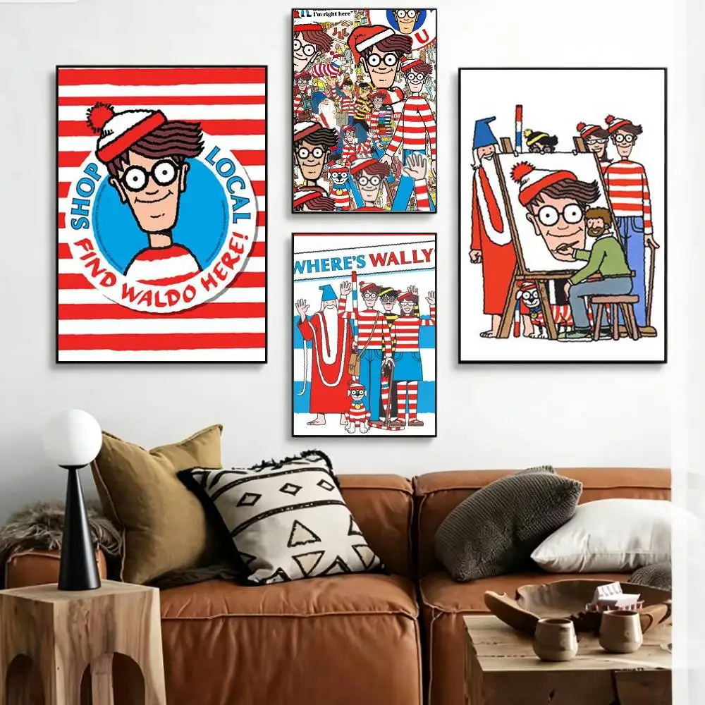 Game W-Wheres W-WallyS Waldo World Poster HD Self Adhesive Waterproof Wall Art Ideal for Home Office