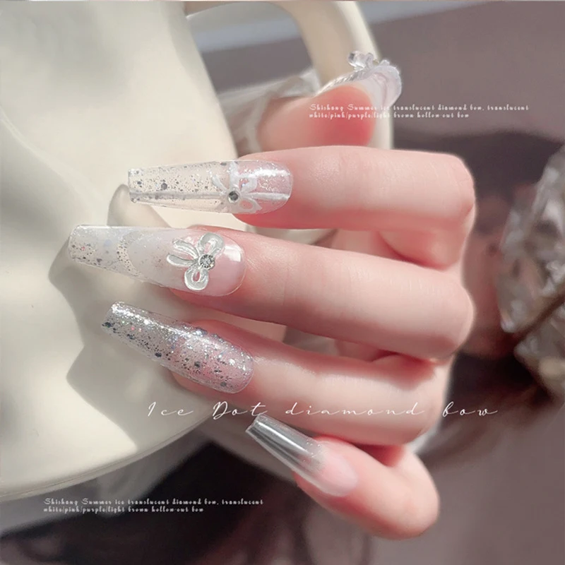 10PCS Transparent 3D Nail Art Rhinestone Bow Charms Accessories Parts For Manicure Nails Decoration Supplies Nail Art