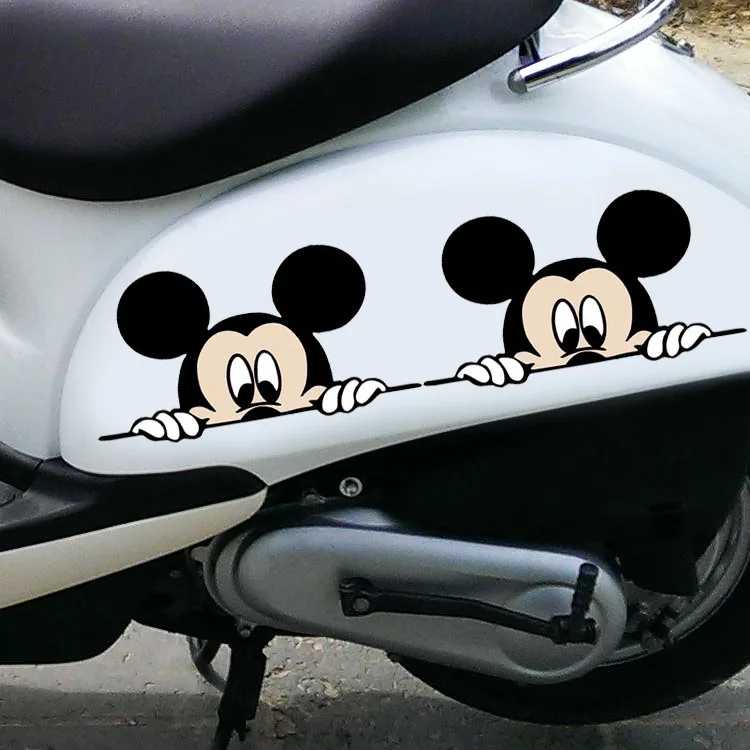 Disney Mickey Car Stickers Anime Cartoon Minnie Creative Rearview Mirror Rear Bar Cover Scratches Creative Car Stickers