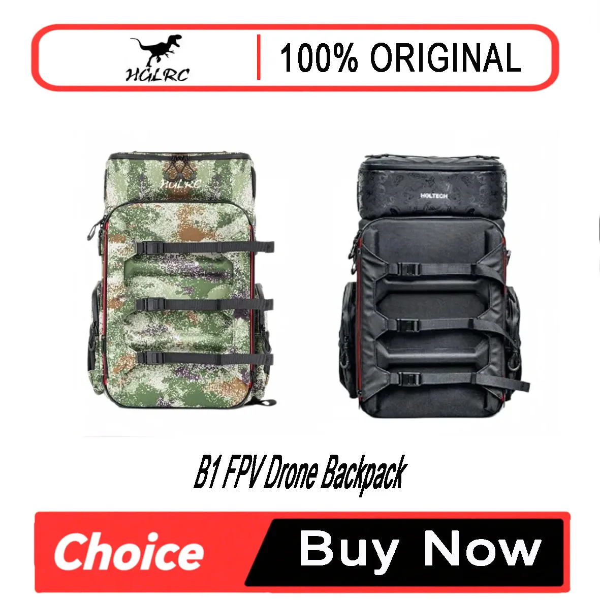 HGLRC B1 FPV Drone Backpack Waterproof Splash Proof Fabric for RC Freestyle Drones, Outdoor Travel and Storage Case