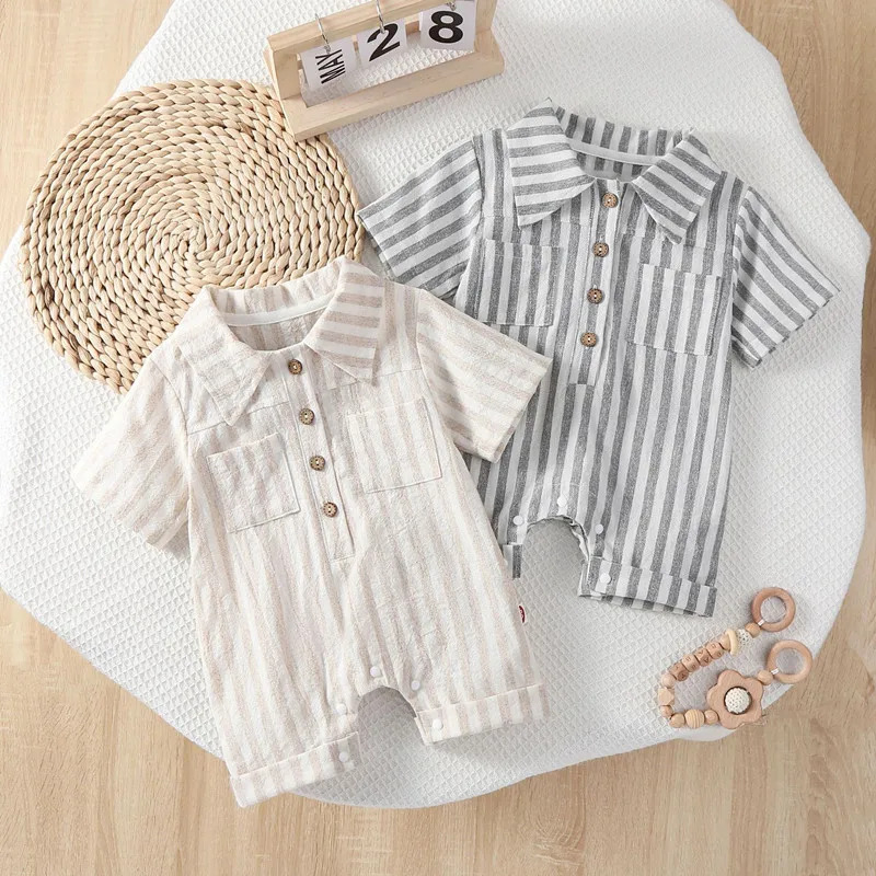 

Летний комбинезон, хлопковый комбинезон с короткими рукавами, одежда для маленьких мальчиков 0-24 месяцев