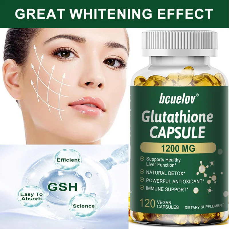 

Glutathione Capsules 1200mg, Antioxidant, Whitening, Anti-Aging, Liver Health, Natural Detoxification, Immune Support