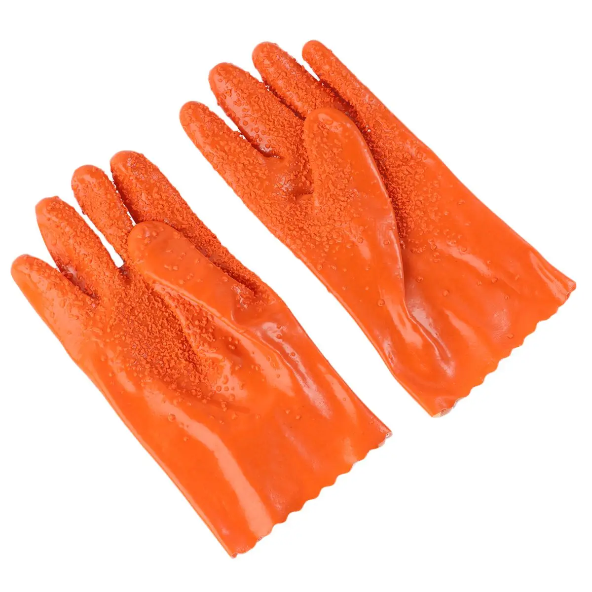 

2 Pair Anti-slip Waterproof Gloves Long Cuff Fish Catching Rubber Material Non-slip Bump Grain Anti-fishbone Odorless Camping