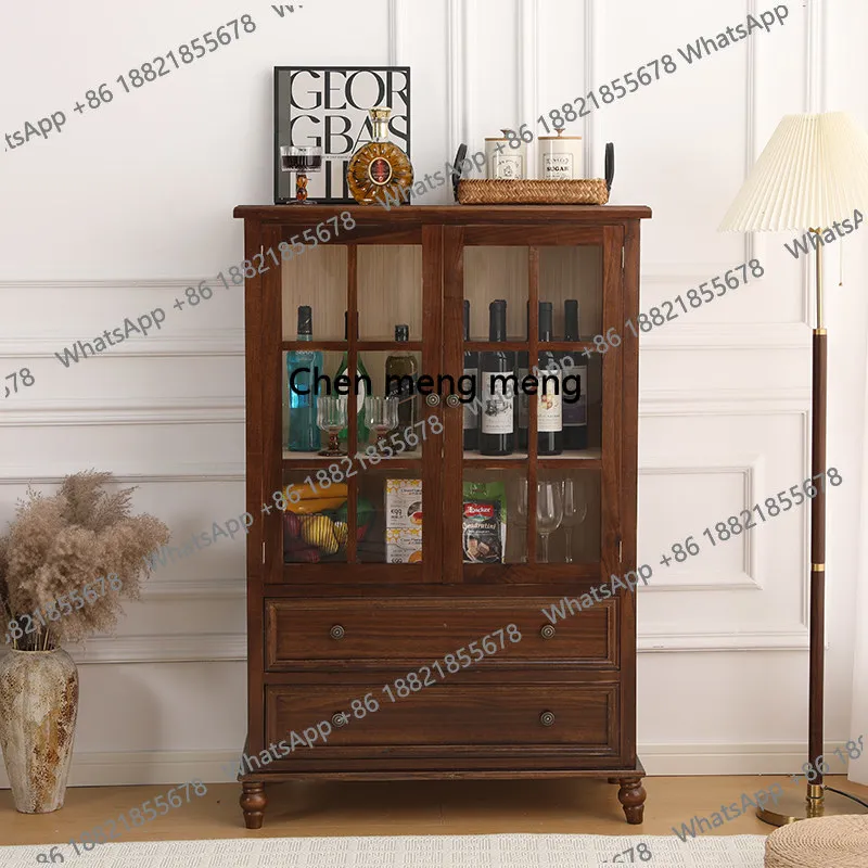 

American Creative Wine Cabinet Retro Storage Italian Design Wine Cabinet Living Room Glass Bar Furniture