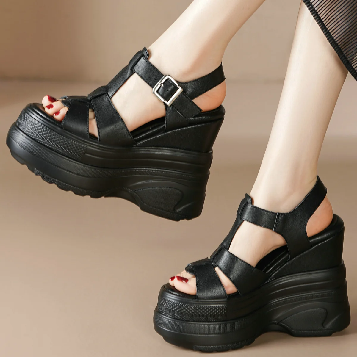 

Platform Pumps Size 47 Shoes Women Size 45 46 Genuine Leather Wedges High Heel Gladiator Sandals Summer Open Toe Chunky Sneakers