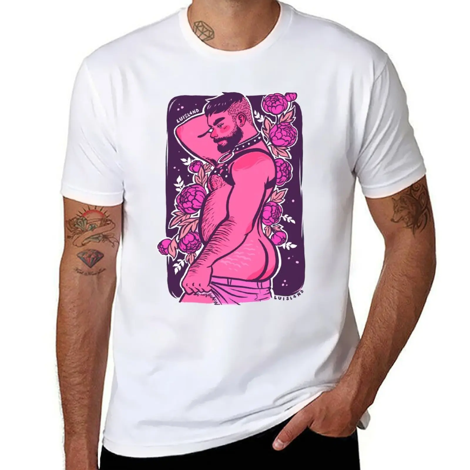 

Bear and flowers T-Shirt anime t shirts for man man t shirt cotton T-Shirt