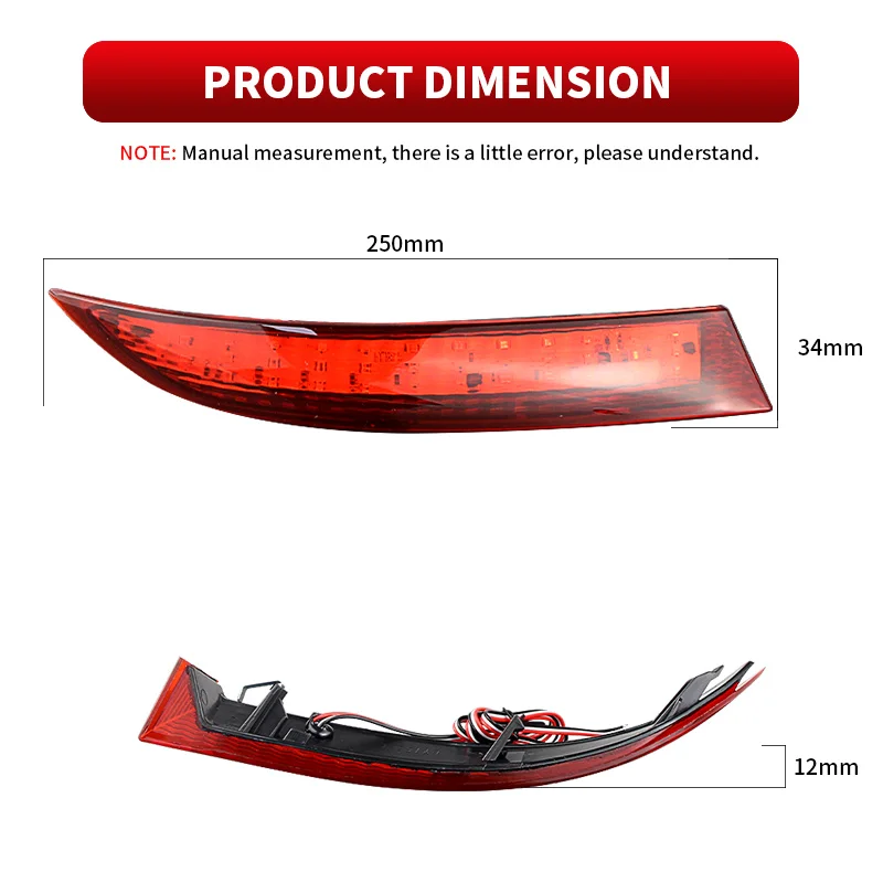 2pcs 12V Red Lens LED Rear Bumper Reflector Lights For BMW X5 E70 LCI 2010 2011 2012-2013 Tail Stop Brake Lamp OEM#: 63147240997