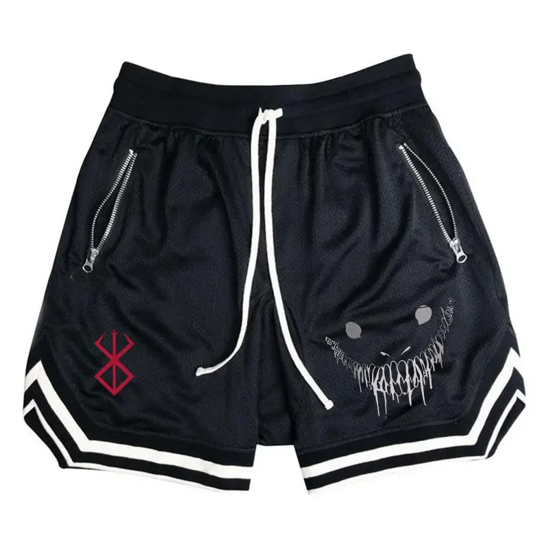 Men\'s Sports Basketball Shorts Anime Berserk Gym Shorts Summer Fitness Joggers Running Casual Breathable Short Pants Male