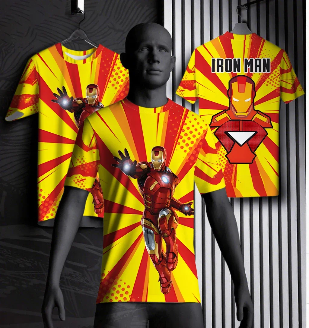 

Marvel Movie 3D Avengers 4 Iron Man Costume Tony Same Style Short Sleeve Fitness Quick Dry Sports T-shirt Top Role Play Tees