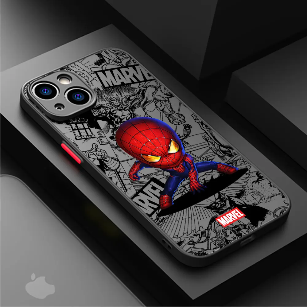 Cute Marvel Superhero Case for iPhone XS X 13 Pro Max XR 12 Mini 14 15 Plus 7 6S Plus 8 SE 11 14 15 Pro Max 13 Cover Soft Cases