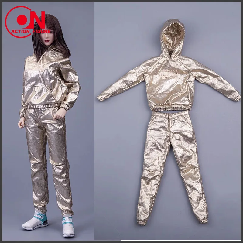 In Stock 1/6 Scale Female Hip Hop Sprots Clothes Street Dance Golden Clothes Model Fit 12'' Female Soldier Action Figure Body