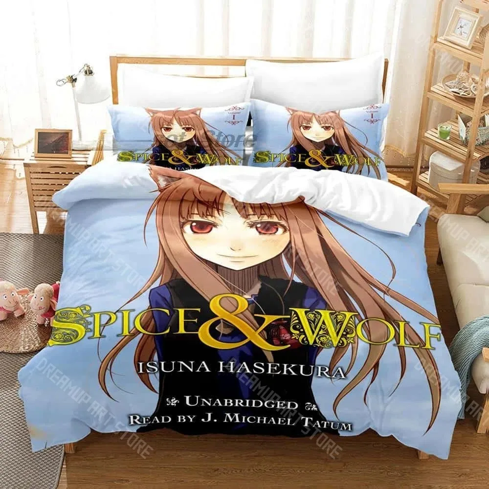 3D Printed Spice and Wolf Holo Bedding Set for Boys Girls Duvet Cover Pillowcase Twin Queen King Full Single Double Sizes