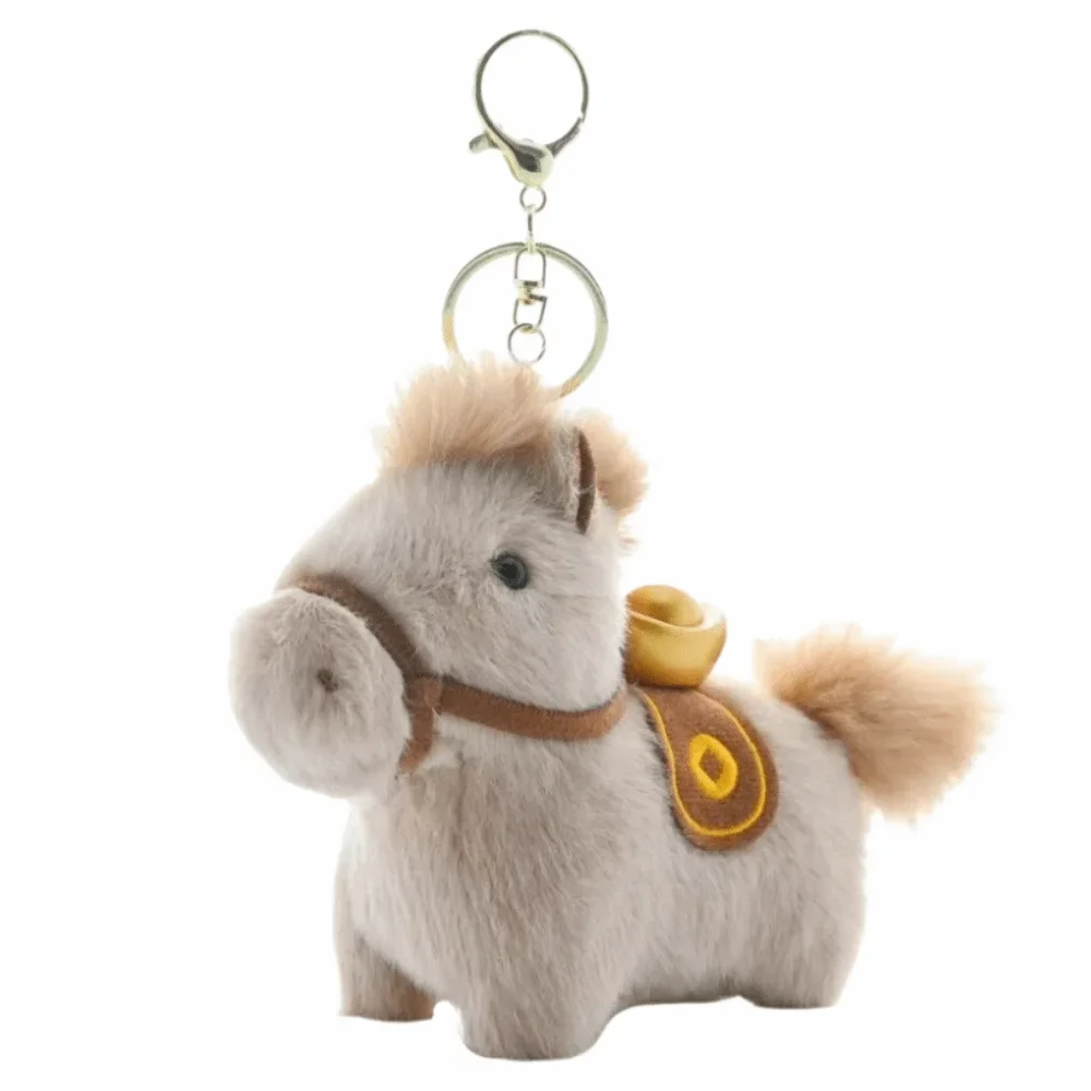 Cartoon Steed Pop Pluche Paard Sleutelhanger Langharige Staart Zodiac Pony Beeldje Knuffeldier Sleutelhanger Pluizige Mascotte Poppen
