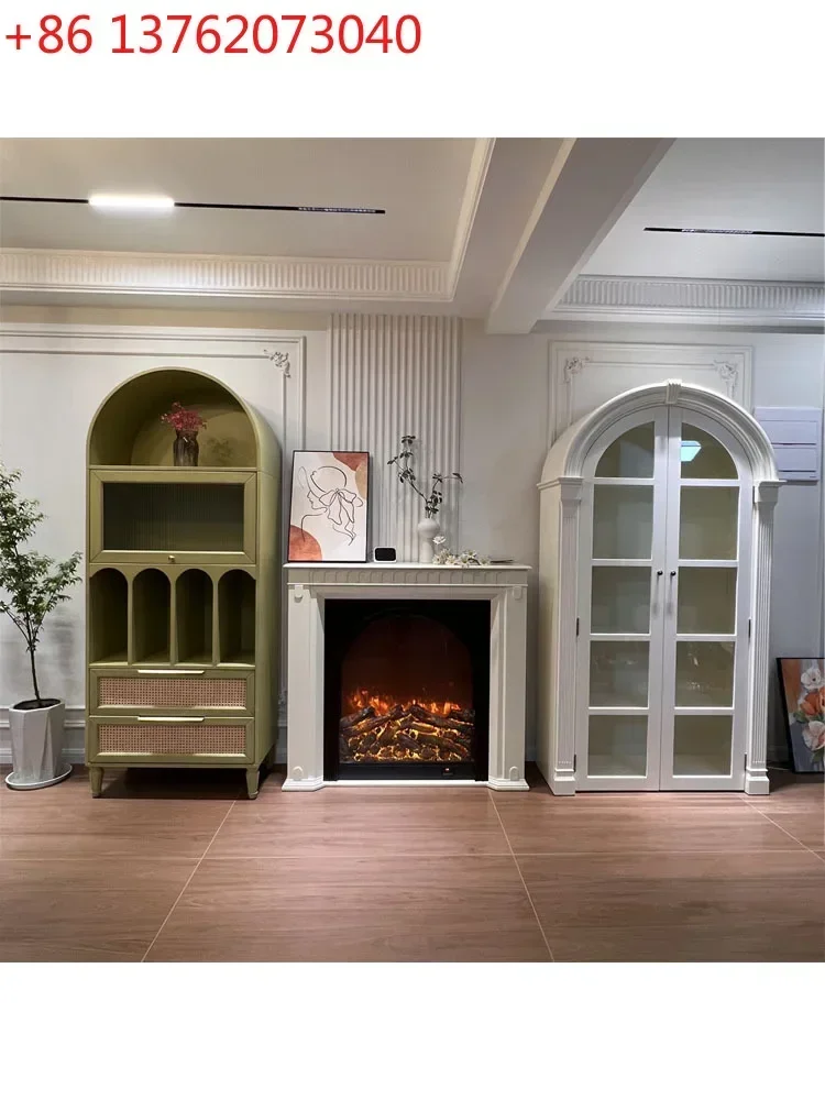 American light luxury solid wood bookcase living room floor mantel built-in dining room wine cabinet