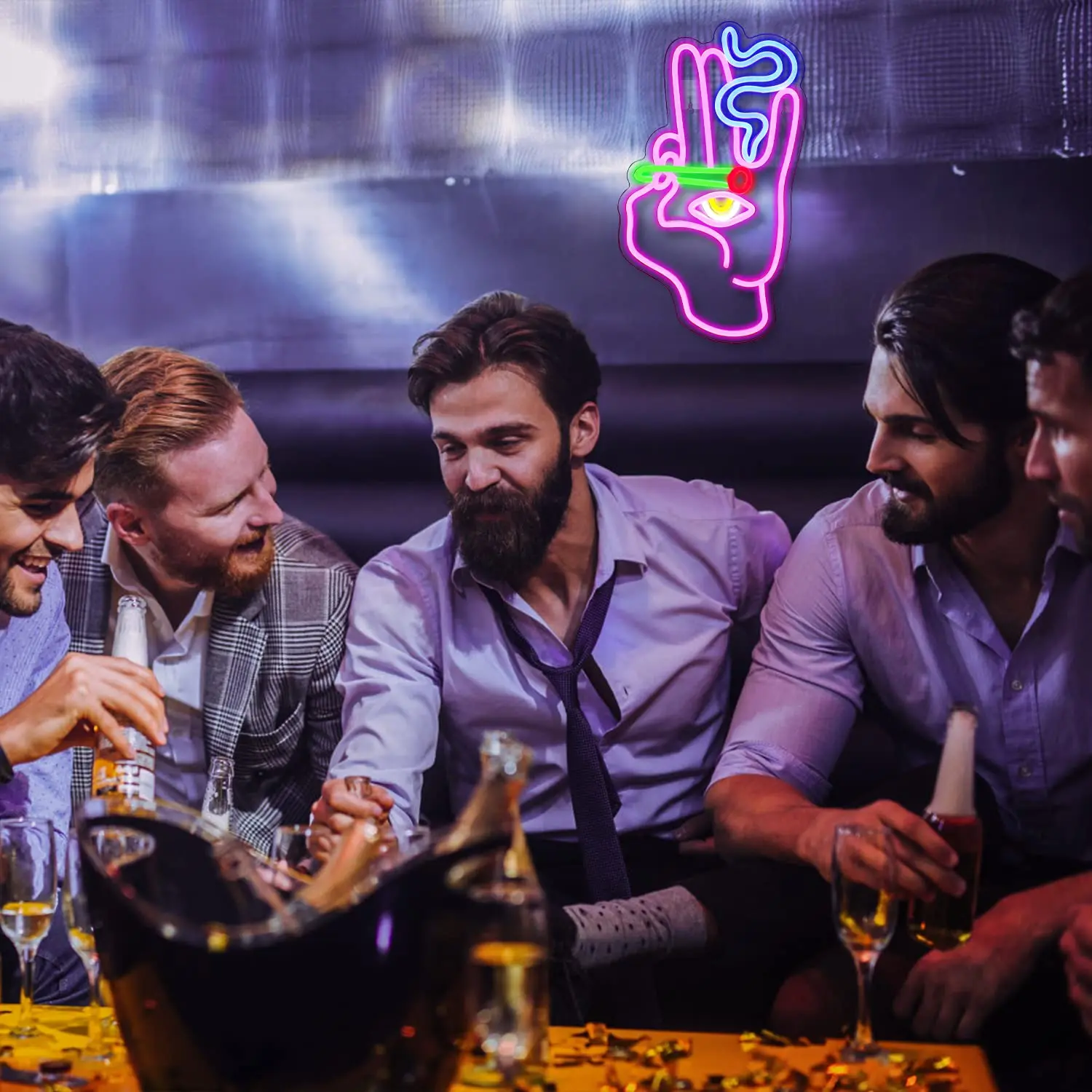 عين الشر اليد ضوء النيون USB بالطاقة التدخين ضوء النيون عكس الضوء لغرفة النوم لعبة غرفة المنزل بار حانة مقهى نادي الحفلات ديكور هدية