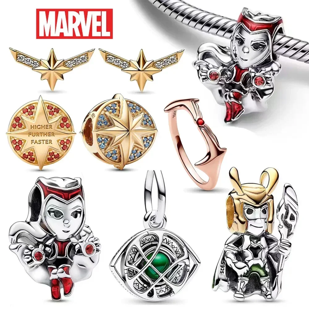 NEW 2024 HEROCROSS Disney Iron Man Captain Marvel Bead 925 Sterling Silver Original Charm Fit Pandora Bracelet DIY Jewelry