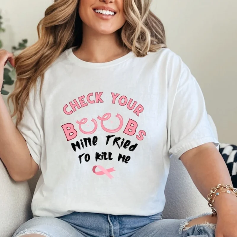 Breast Cancer Survivor  Awareness T-shirt Women Graphic Shirts Cotton Tees Kawaii Clothes Aesthetic Clothes Casual Short Sleeve