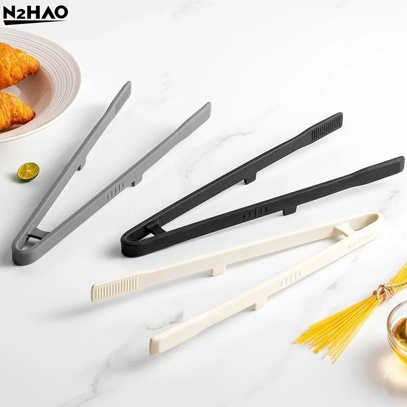 Silicone Grill Tongs Non-Stick Food Bread Clip Heat Resistant BBQ Salad Cooking Serving Clamp Steak Pasta Clip For Kitchen