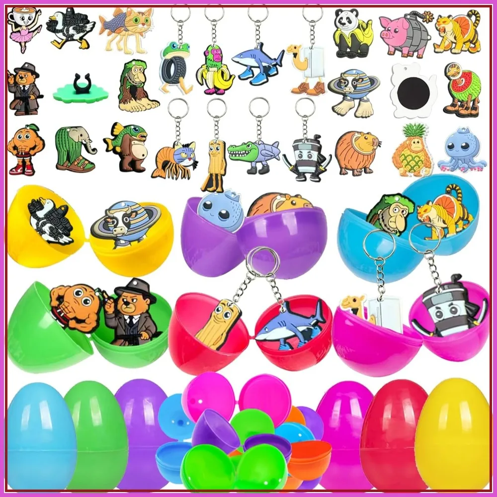 

24PCS Easter Eggs with Mini Character Toys, Italian Brainrot Style, Basket Stuffers, Party Favors, Classroom Exchange Gifts