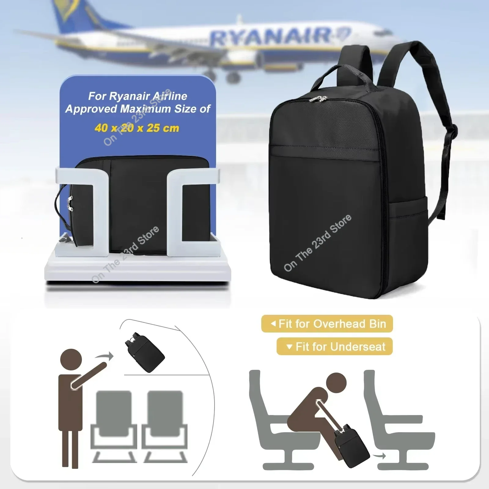 حقيبة ظهر Ryanair مقاس 40 × 20 × 25 على شكل كابينة، حقيبة ظهر للسفر لحقيبة Easyjet Cabin مقاس 45 × 36 × 20، حقيبة ظهر للكمبيوتر المحمول للنساء/الرجال