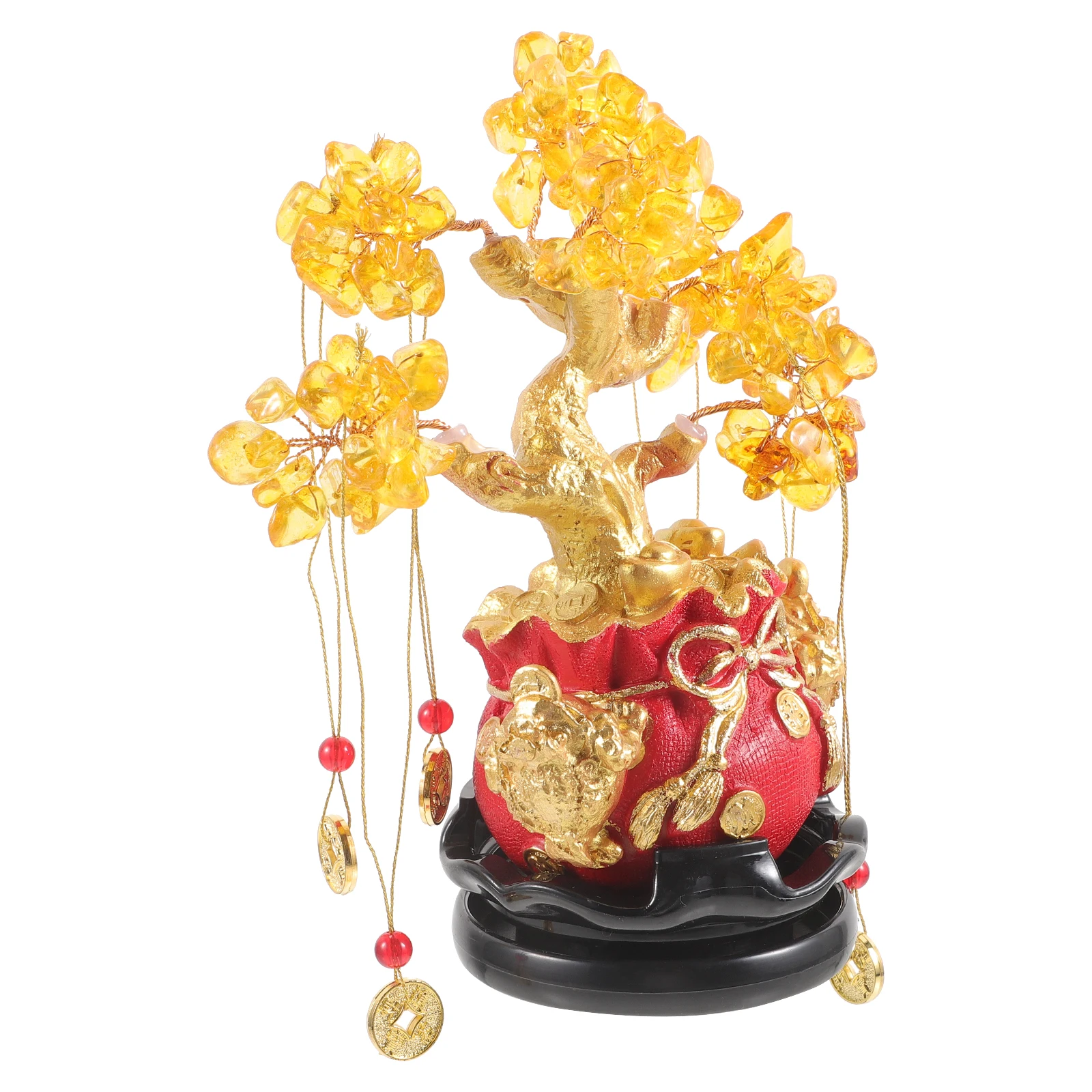 

Crystal Money Bonsai Ornament Desktop Fortune Decor Home Office Decoration Tabletop Luck Tree Centerpiece Chinese Style Wealth