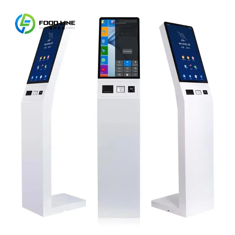 Capacitive Touch Screen Terminal Payment Kiosk for Bank With Finger Reader Metal Keyboard