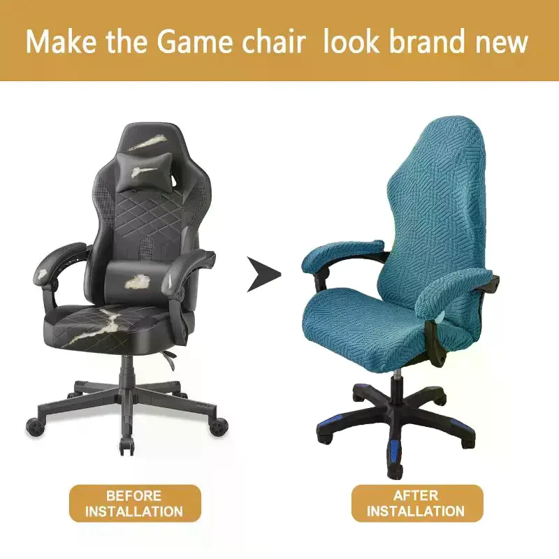 Fashion Simple Home Gaming Chair Cover Universal Computer Game Competitive Seat Backrest Armrest Elastic Swivel Chair Cover