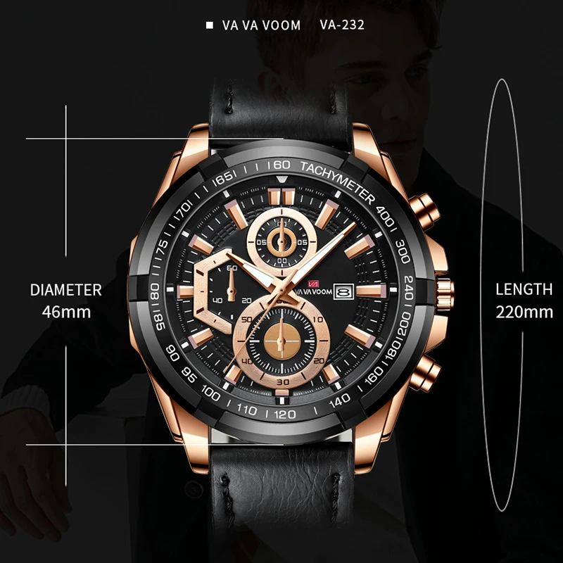 Quartz Machine Core Men Watches 3ATM Waterproof  Luminous Pointer luxurious Calendar Casual Dropshipping Leather Strap Watches