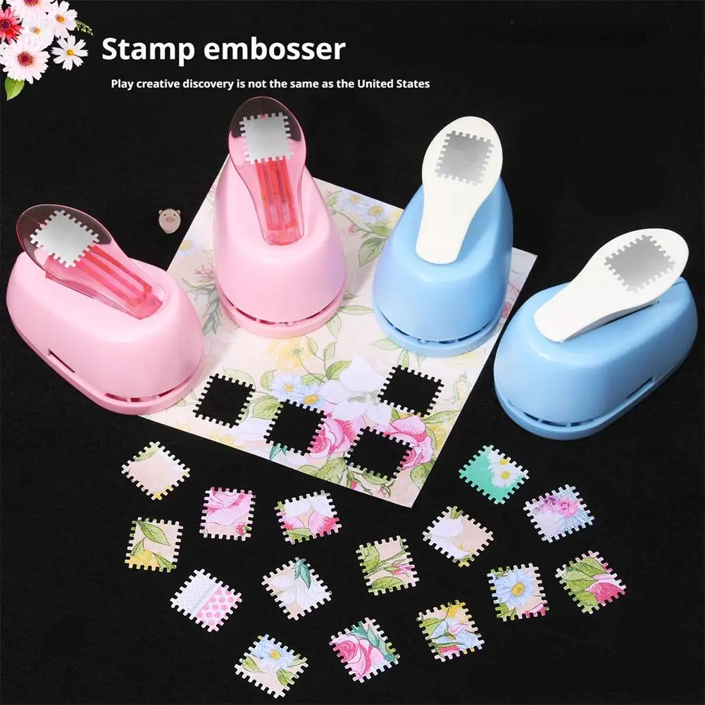 Random color 1.8*1.8cm Stamp Shape Craft Punch|Round Hole Toothed Puncher Embosser Mini Scrapbook Punch For Card Craft DIY Tool
