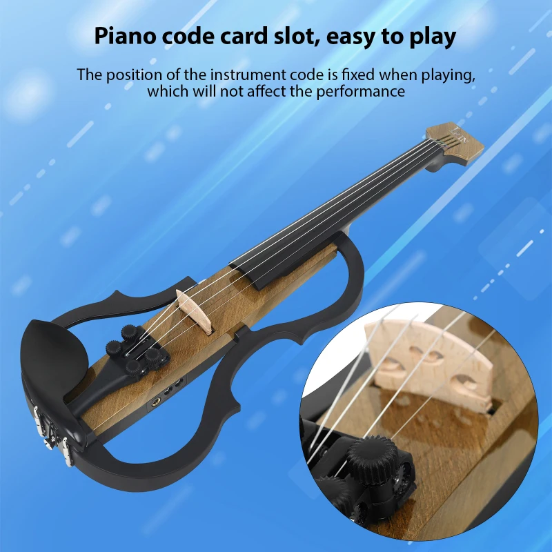 IRIN 4/4 Violin Full Size Set Professional Silent Electric Violin Carbon Fiber with Headphones Connecting Cables Shoulder Pads