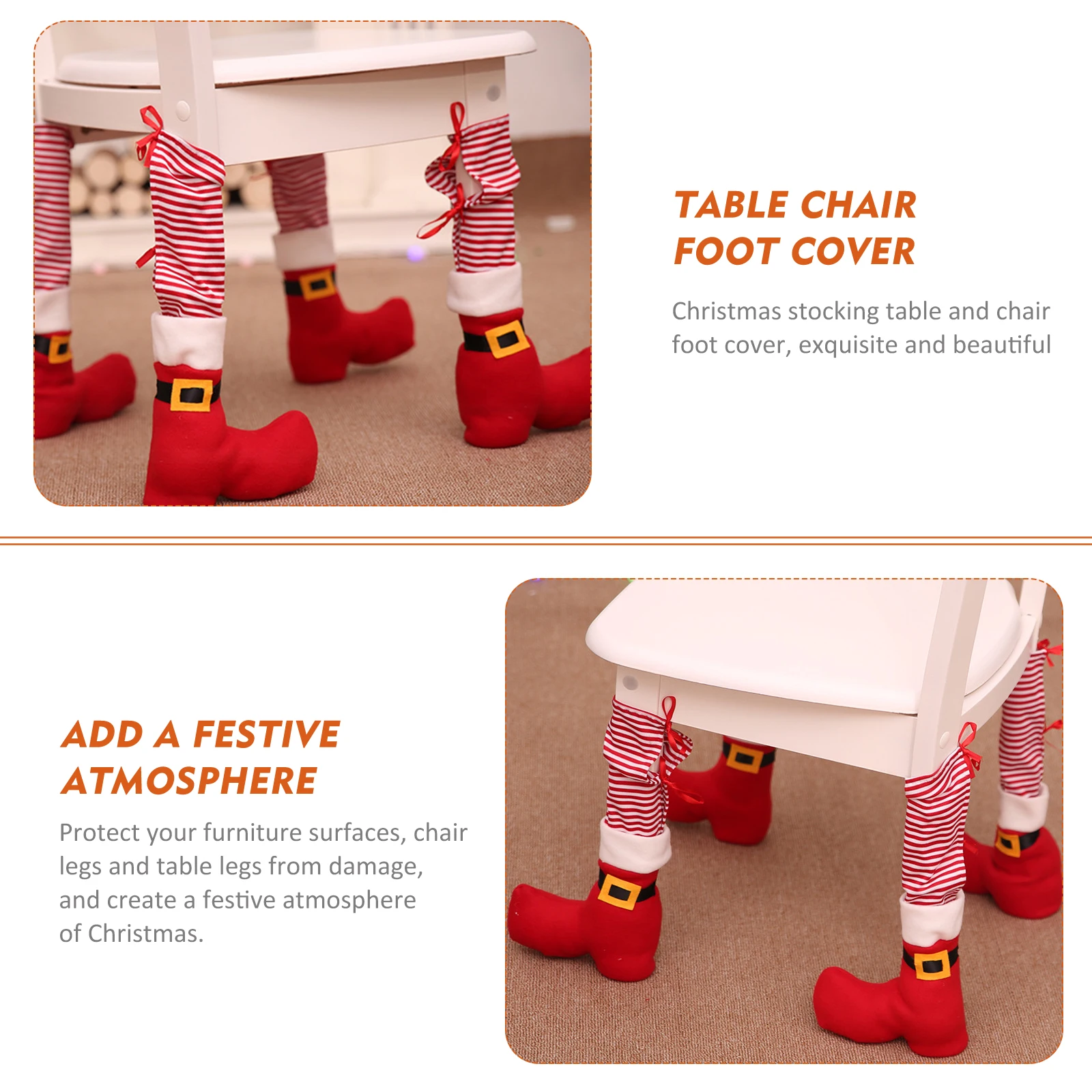 

Pair Of Christmas Table And Chair Leg Covers Elves Feet Shoes Legs Party Decorations Favors Novelty Christmas Dinner Table Decor