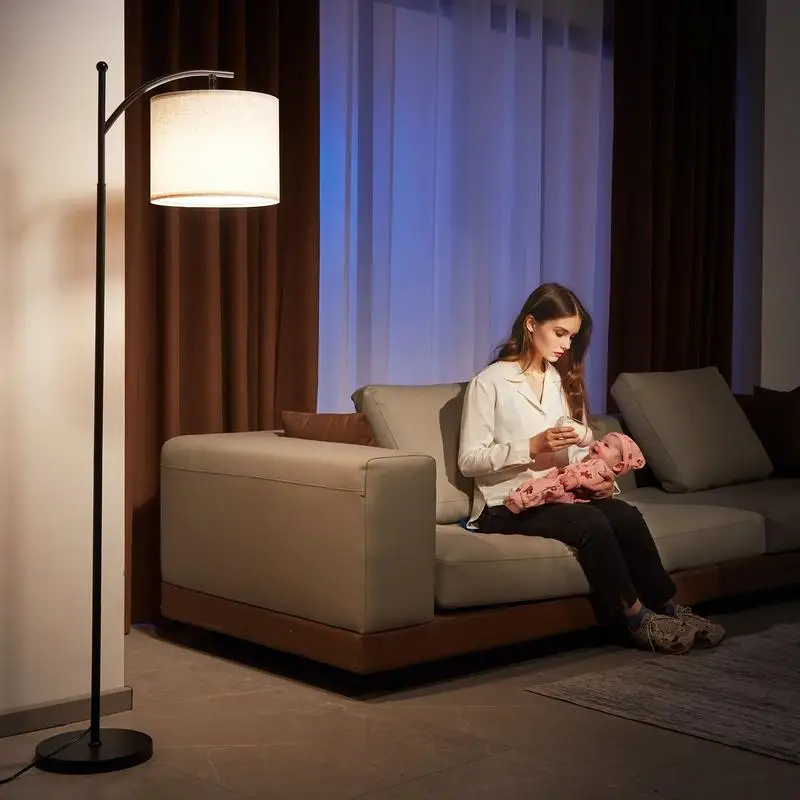 

Dimmable Floor Lamp, Color Temperature & Brightness Adjustable, Modern Standing Lamp with Remote Control, Foot Switch Floor Lamp for Living Room, Bedroom, Office(LED Bulb, Lampshade Included)