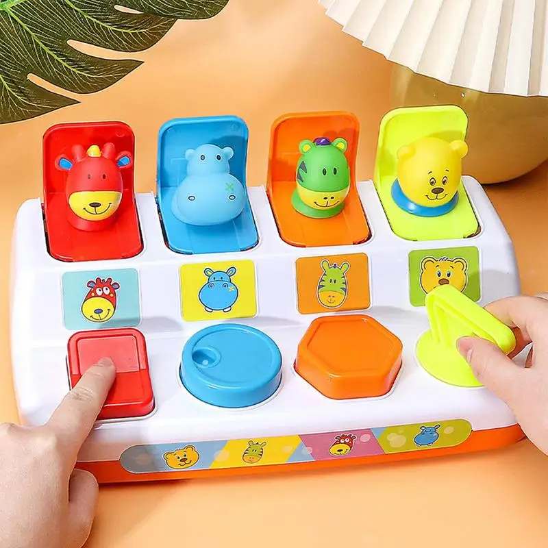 Cute Cartoon Animal Shape Peekaboos Poping-Up Interactive Toy Early Education Activity Center Montessori Sensory Toy With Music