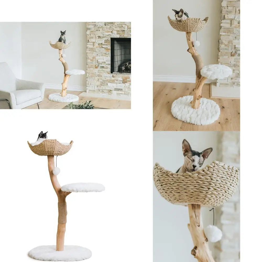 

43 High White Cat Tree for Play and Rest, Weighs 27 Pounds