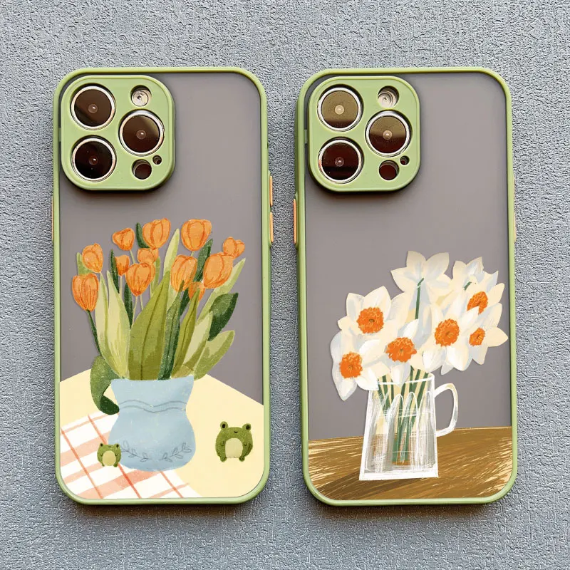 

A Hand-Painted Cat and Fresh Floral Pattern Phone Case For iPhone 17 16 Pro Max 15 14 Plus Pro Max 13 Mini 12 11 Pro Max Covers