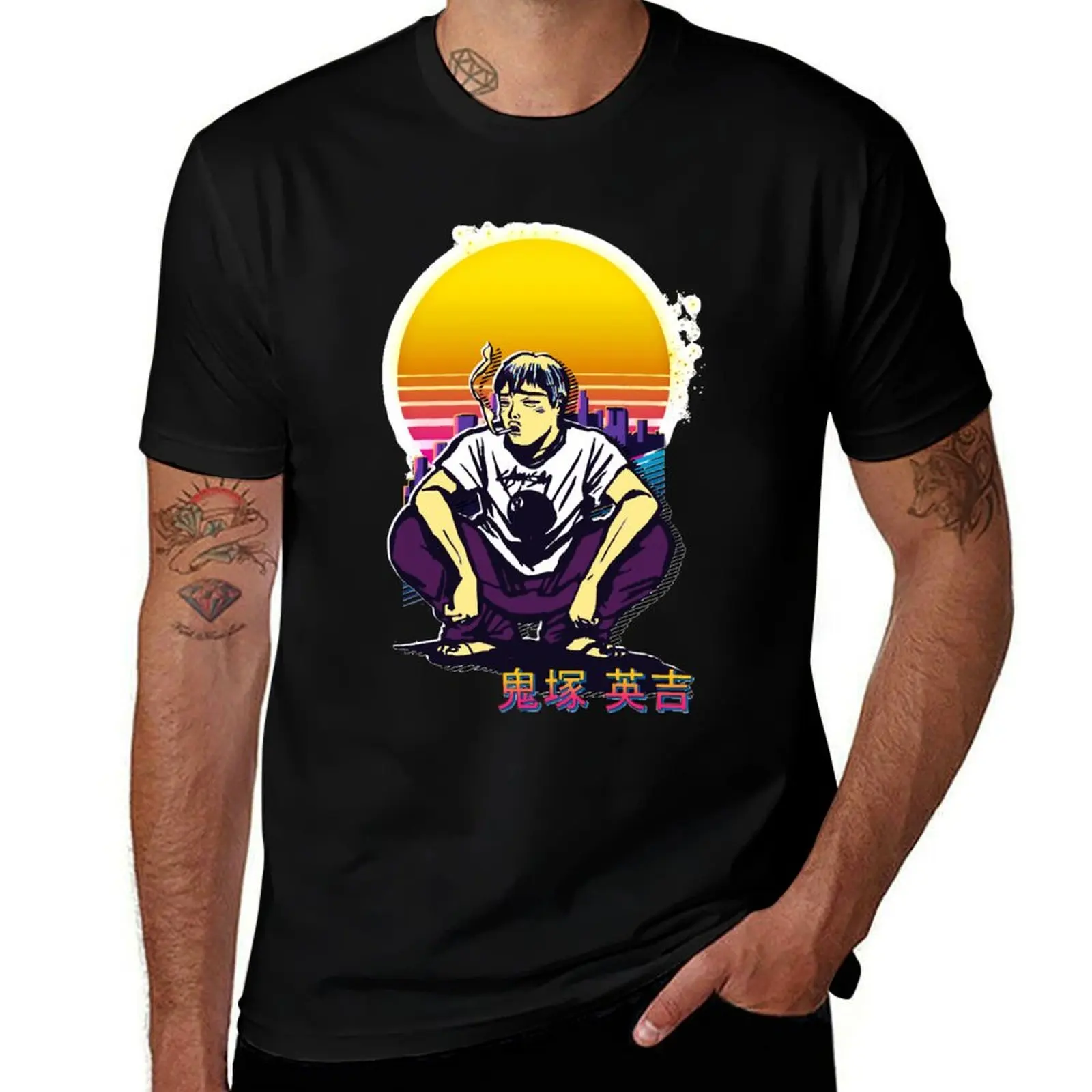 Camiseta GTO Eikichi Onizuka Retrowave, Talla Grande, Camiseta Casual para Exteriores