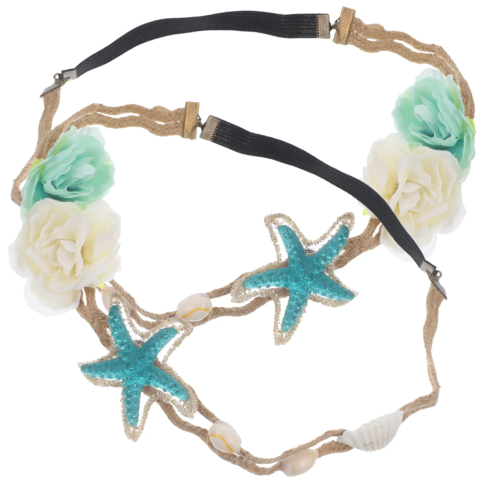 

2Pcs Flower Sea Star Headgear Chic Women Hair Band Unique Rhinestone Design Headpiece for Girls Party Photo Prop Accessory