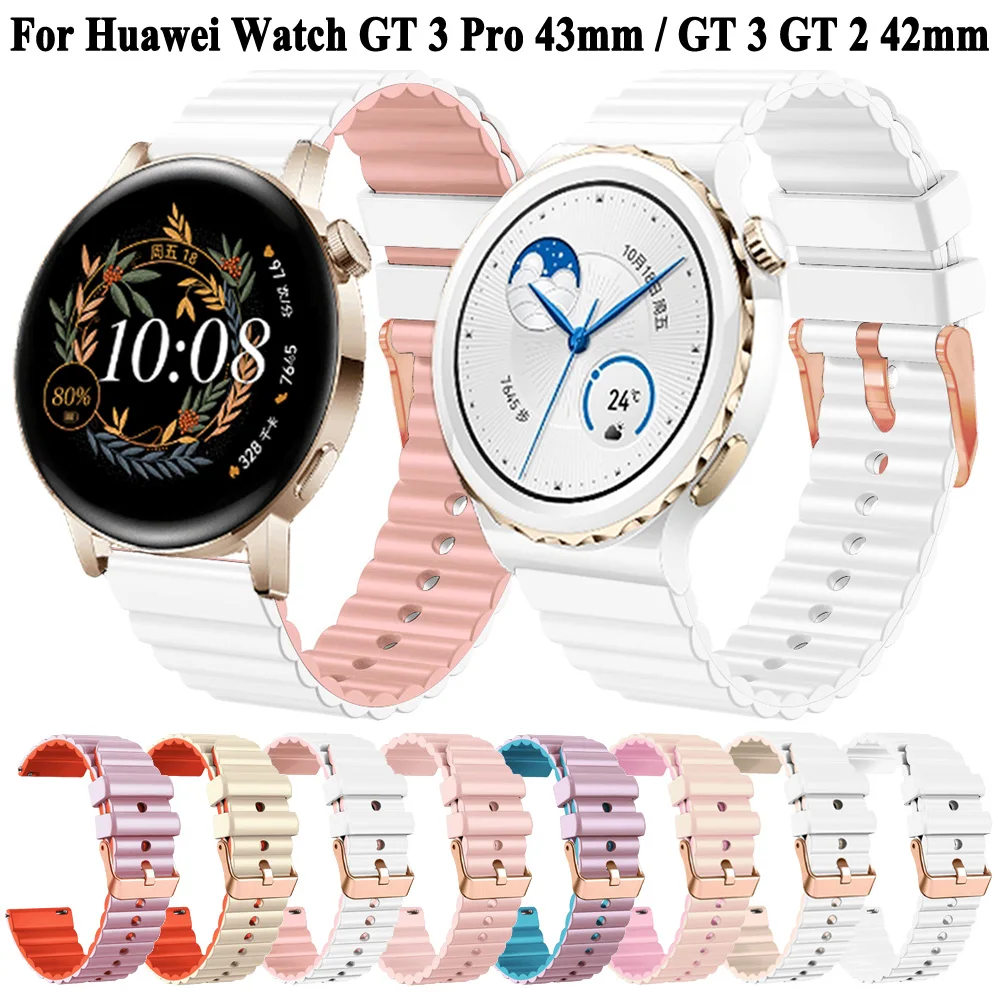 20mm Women Bracelet Strap Watchband For Huawei Watch GT3 GT 3 Pro 43mm GT 2 GT2 42mm Smartwatch Silicone Wristband Accessories