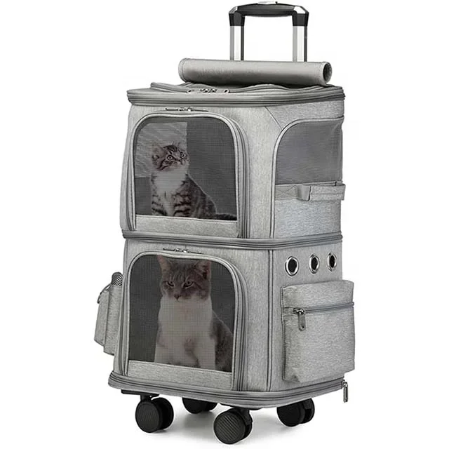 

OEM Manufacturer Detachable Portable Travel Pet Carrier with Wheels for 2 Cats for pets folding travel bag