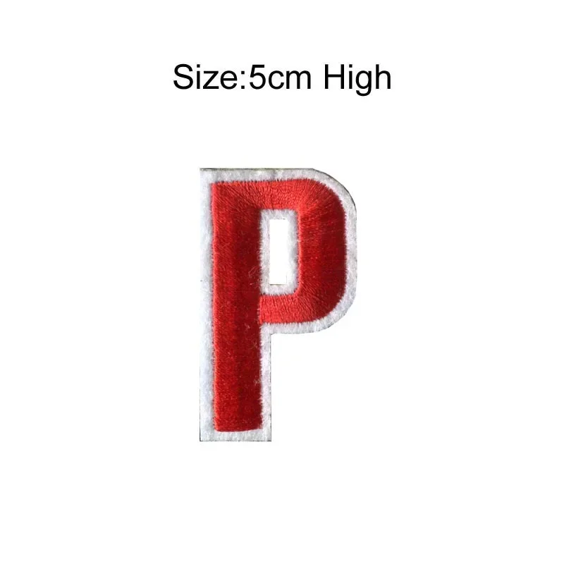 1PC Impact Font Red on White English Letters A-Z or Number 0-9 Embroidered patch Sew or Iron badge on Clothes bags and Pants