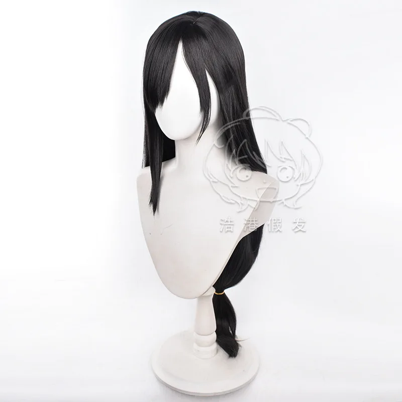 Final Fantasy VII Cosplay FF7 Tifa Lockhart Perücken 85 cm Cosplay Hitzebeständiges Kunsthaar Schwarze Cosplay Perücke + Kostenlose Perückenkappe